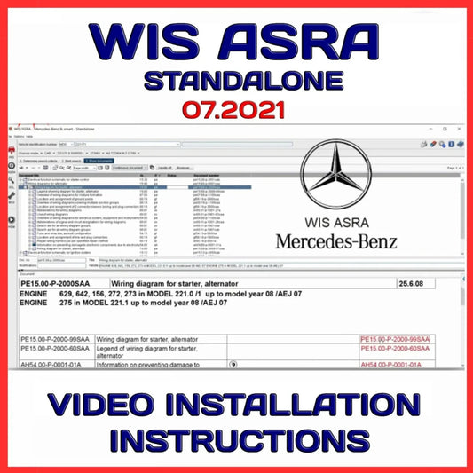 WIS ASRA Standalone 07.2021 workshop repair manual with OEM service information, wiring diagrams and video installation guide for Mercedes-Benz vehicles